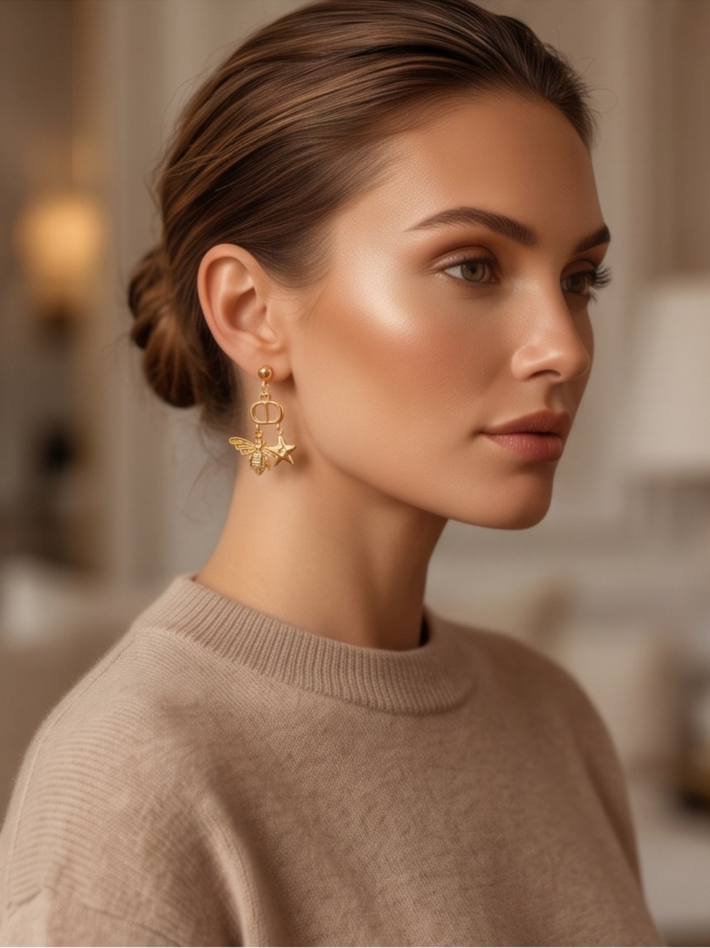 Unbranded Gold Bee & Star Drop Earrings - Women Jewelry